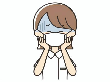 風邪をひいてマスクをしている女性看護師 女性,看護師,看護士,薬剤師,整体師,セラピスト,カウンセラー,介護士,風邪,マスクのイラスト素材