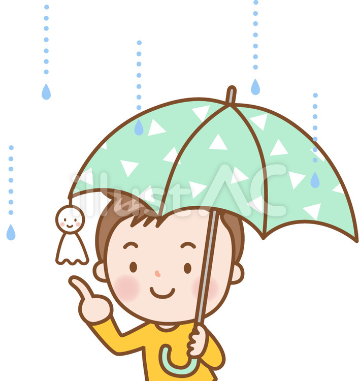 男の子：てるてるぼうず てるてるぼうず,雨,傘のイラスト素材