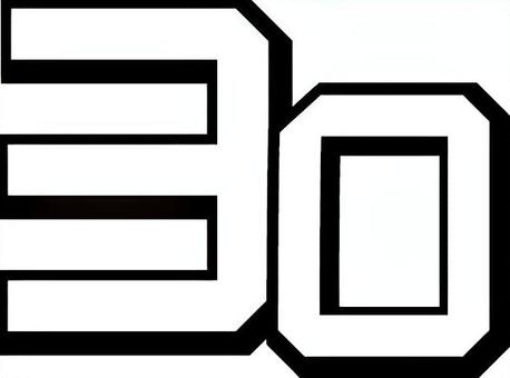 数字二桁 数字,二桁,30,文字,計算,表示,線,フチ,シンプル,白黒のイラスト素材