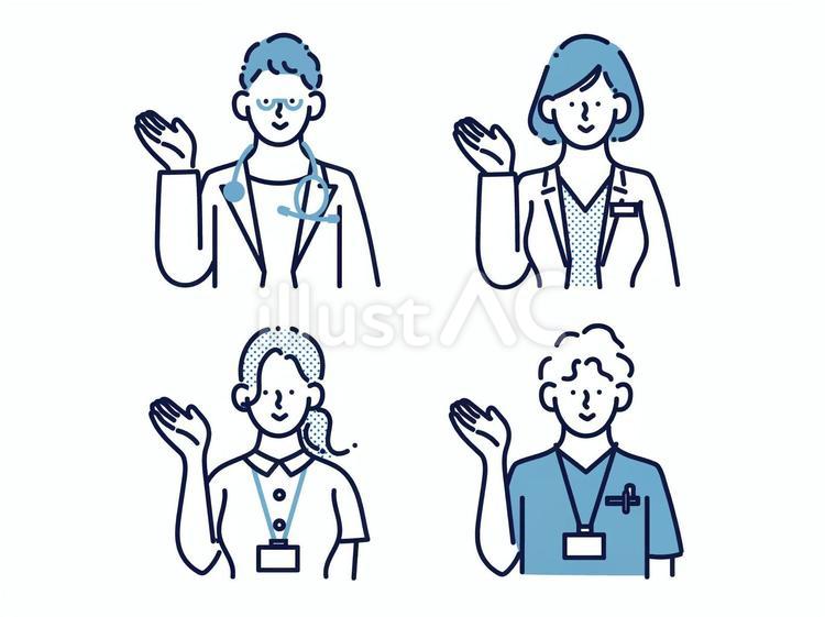 案内・説明する医療従事者 案内,誘導,解説のイラスト素材