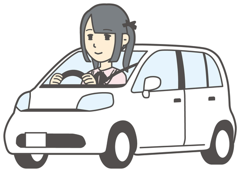  地雷系女子-469-全身 自動車,地雷系,女性,女の子,ツインテール,人物,かわいい,乗り物,移動,乗るのイラスト素材