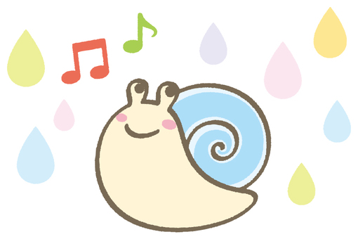 Snail and rain - light blue, , JPG, PNG and AI