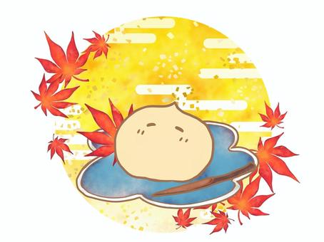 秋の味覚　栗きんとん 栗きんとん,栗,和菓子,秋の味覚,かわいい,ほっこり,秋,キャラクター,紅葉のイラスト素材