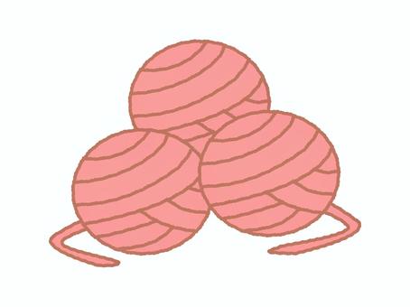 ピンクの毛糸玉　手描きイラスト 毛糸,ピンク,玉,ボール,ウール,暖かい,冬,編み物,糸,白背景のイラスト素材