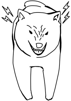 怒る日本犬正面　線画 怒る,柴犬,威嚇,正面,線画のイラスト素材