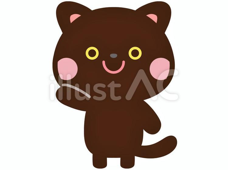ちびクロネコ_挨拶 黒猫,猫,子猫のイラスト素材