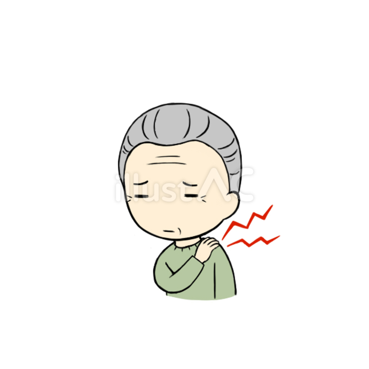 肩こりに悩まされるシニア男性 肩こり,疲労,疲れたのイラスト素材