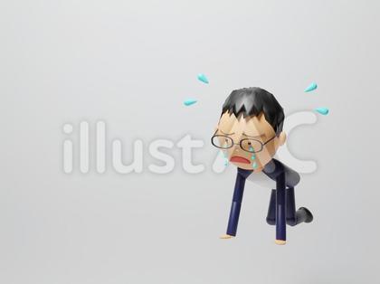途方に暮れて泣き崩れる中年男性・全身