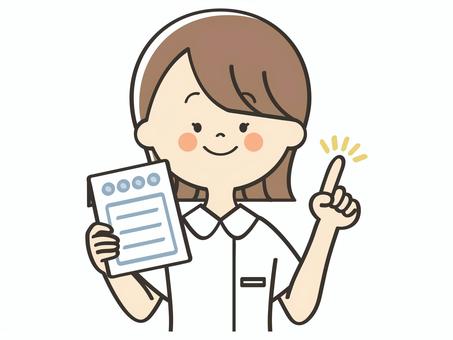 薬の説明をする女性看護師 ポイント,指差し,説明,教える,アドバイス,重要,強調,看護師,看護士,介護士のイラスト素材