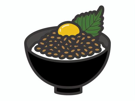 Illustration, natto, bowl of rice, food, 