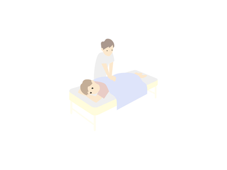 男性患者に施術する男性整体師のミニマル 男性患者,施術,男性整体師,整体師,整体,マッサージ,カラー,ミニマルのイラスト素材