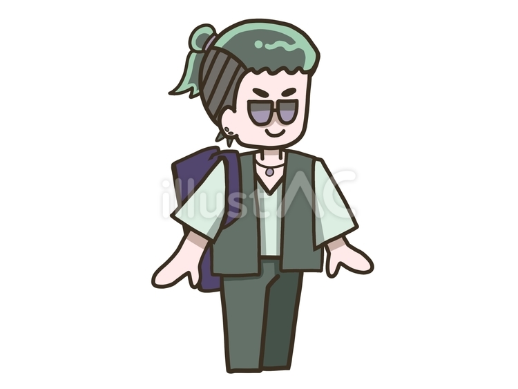 通勤・通学する＿男学生C＿色有 立つ,歩く,通学のイラスト素材