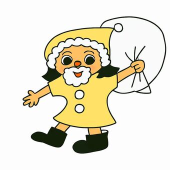 サンタクロース　女の子　カラフル　黄色 クリスマス,かわいい,ゆるい,萌え,ファンシー,オリジナルキャラ,ゆるキャラ,プレゼントのイラスト素材