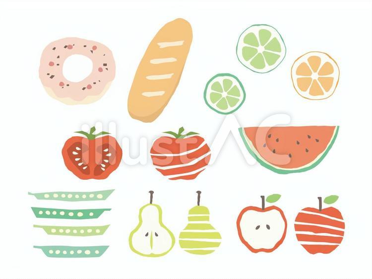 やさいとフルーツ 夏野菜,野菜,トマトのイラスト素材
