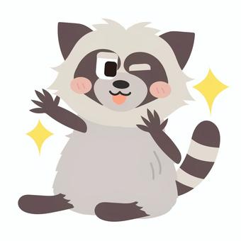 やったね！キラキラなアライグマ アライグマ,動物,生き物,やった,達成感,キラキラ,アクション,ポーズ,かわいい,シンプルのイラスト素材