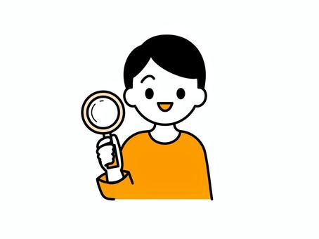 虫眼鏡を持つ子ども04 人物,子ども,虫眼鏡,保育園,幼稚園,こども園,託児所,小学校,園児,児童のイラスト素材