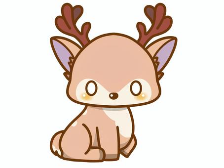 トナカイではありません、鹿です。 鹿,動物,ツノ,トナカイ,野生動物,お座り,可愛い,イラストのイラスト素材