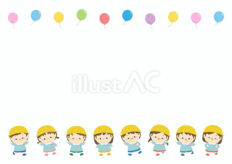 入園式の幼稚園の子どもと風船01 入園,入園式,春のイラスト素材
