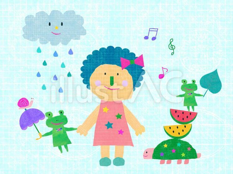 梅雨 れいれい,梅雨,カメのイラスト素材