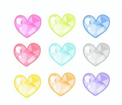 ぷっくりしたキラキラハート ハート,ぷっくり,ツヤツヤ,キラキラ,ファンシー,かわいい,ゆめかわ,セット,カラフル,ジュエルのイラスト素材