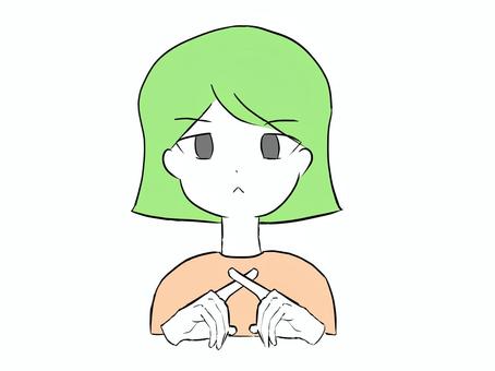 否定する女性 否定する女性 女性,ジェスチャー,否定,不機嫌,かわいい,シンプル,手描きのイラスト素材