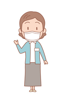 Full body pose of an office worker wearing a mask , mask, clerk, female, JPG, PNG and EPS