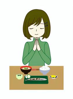 Illustration, let us eat, rice, fish, 