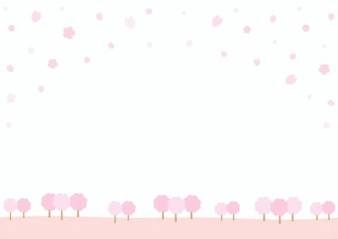 桜の背景、卒業や入学、お花見など春の行事 桜,春,背景,フレーム,花,さくら,卒業,入学,卒業式,入学式のイラスト素材