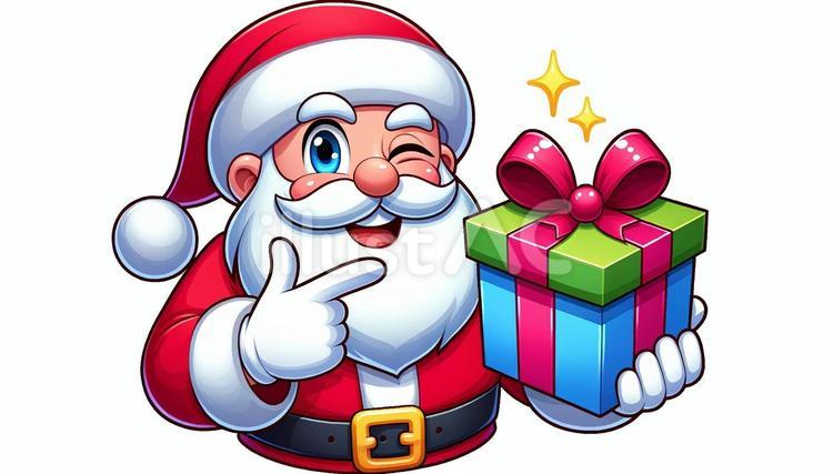 笑顔のサンタとプレゼント サンタクロース,プレゼント,クリスマスプレゼントのイラスト素材