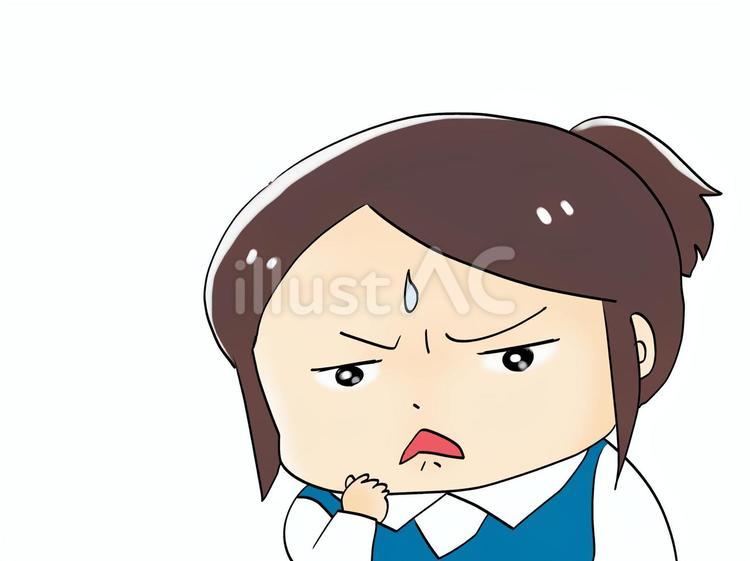 汗をかいて嫌そうに顔をしかめる女性 女性,汗,困るのイラスト素材