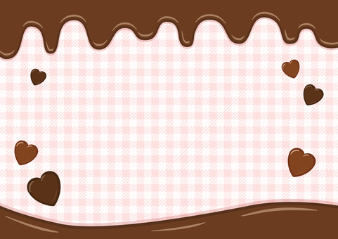 バレンタインのチョコレートの背景02 バレンタイン,チョコレート,背景,フレーム,ギンガムチェック,パターン,チェック柄,ハート,溶けた,チョコのイラスト素材