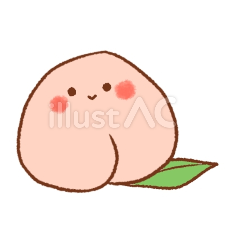 かわいい桃　顔つき 桃,果物,ピンクのイラスト素材