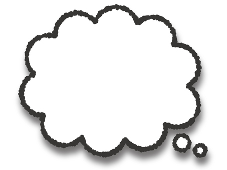 クレヨンの吹き出し　影付　黒 吹き出し,ふきだし,フレーム,枠,もくもく,もこもこ,雲,考える,妄想,ふわふわのイラスト素材