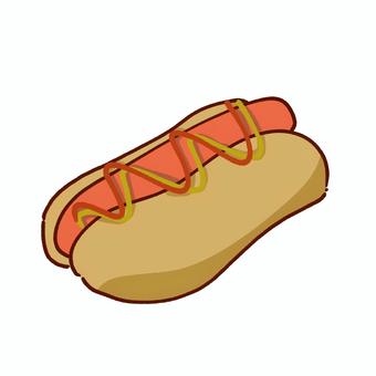 ホットドッグ ホットドッグ,ウインナー,ソーセージ,パン,ケチャップ,マスタード,美味しい,食べ物,辛い,屋台のイラスト素材