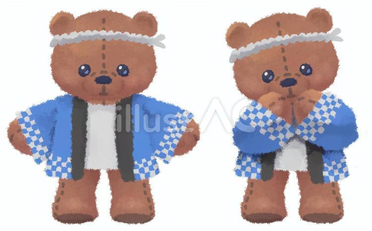 法被を着たテディベアのイラスト素材 祭,テディベア,くまのイラスト素材