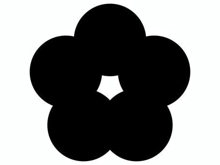 花のシルエット 花,植物,自然,シルエット,黒,モノクロ,シンプル,かわいい,単品,単体のイラスト素材