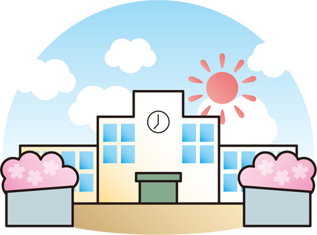 Illustration, school, school building, spring, JPG, PNG and AI