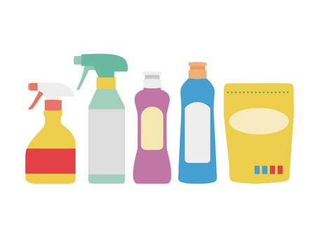 掃除用洗剤セット 大掃除,掃除,洗剤,掃除用洗剤,家事,中性,酸性,液体,粉,清潔のイラスト素材