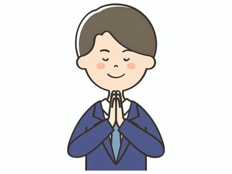 合掌するスーツの男性 合掌するスーツの男性 願い事,お願い,祈る,祈願,お祈り,男性,参拝,神社参拝,お参り,合掌のイラスト素材