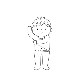 【動作絵】服を着る男の子 男の子,着替え,服,着る,動作絵,絵カード,子供,言語聴覚療法,療育,ラインアートのイラスト素材