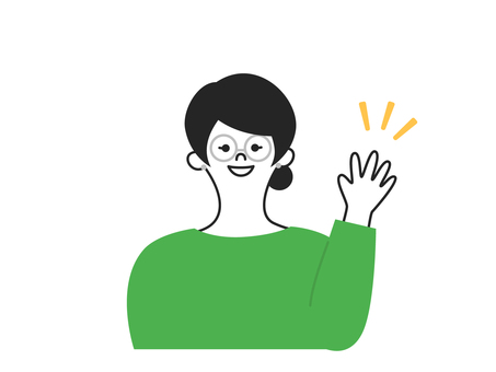 黒髪の眼鏡女子 HELLO マーク有 黒髪の眼鏡女子 HELLO マーク有 人,女,眼鏡,ビジネス,緑,hello,挨拶,やぁ,こんにちは,どうものイラスト素材