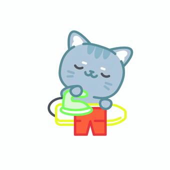 イラスト0151 猫,アイロン,服,家事,可愛い,動物,ねこ好き,お手伝い,かわいい,役立つのイラスト素材