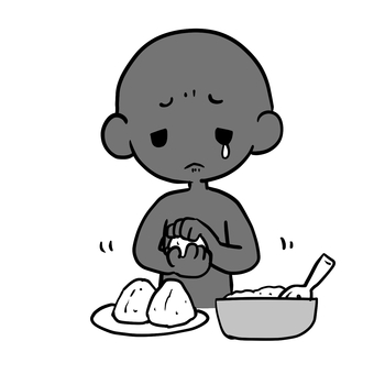 おにぎりを握る泣くシルエット人物 シルエット,おにぎり,握る,泣く,涙,悲しい,不満,不安,つらい,やりたくないのイラスト素材