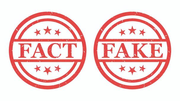 ファクトとフェイクをチェックするスタンプ ファクト,フェイク,ファクトチェック,スタンプ,英字,印,証,判子,マーク,真偽のイラスト素材