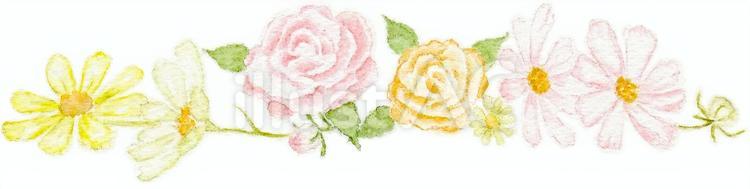 お花の飾り枠5 (水彩/手描き) 飾り罫,飾り枠,花のイラスト素材