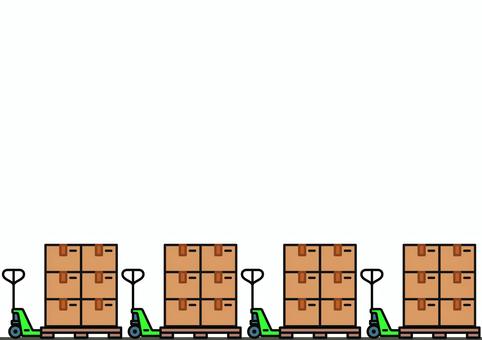 壁紙の緑のハンドリフトです。 壁紙,段ボール,ハンドリフト,シンプル,倉庫,物流,運搬,パレット,荷卸し,荷積みのイラスト素材