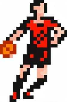 ドット絵の赤のハンドボール選手です。 ドット絵,ハンドボール,選手,シンプル,スポーツ,運動,チームプレイ,アスリート,試合,ユニフォームのイラスト素材