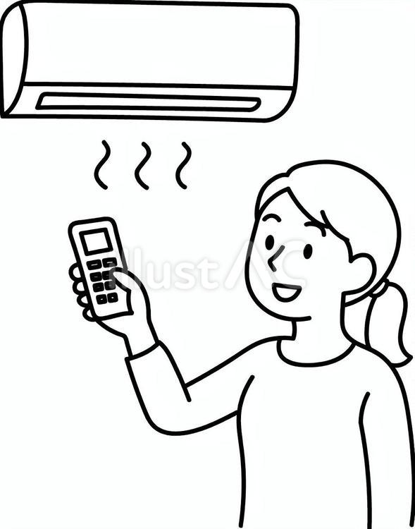 エアコンをつけている女性 エアコン,女性,暖房のイラスト素材