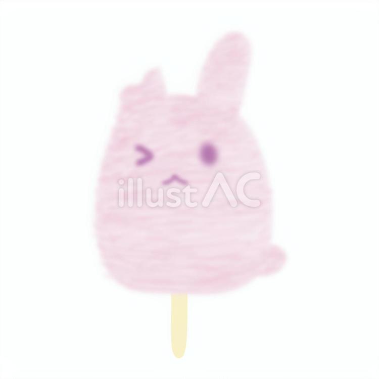 わたあめ＿ウサギ型（食べかけ） わたあめ,綿菓子,甘いのイラスト素材