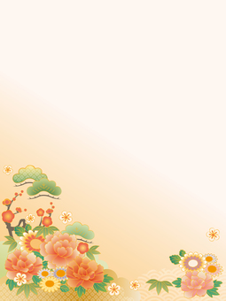 華やか和風フレーム縦② 和風,和柄,背景,フレーム,枠,飾り枠,お正月,1月,縁起物,かわいいのイラスト素材